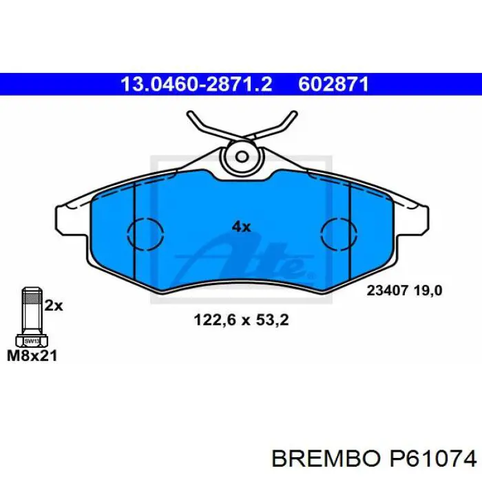Купить P61074 Brembo Колодки тормозные