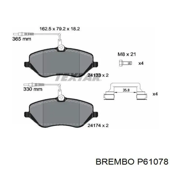 Купить P61078 Brembo Колодки тормозные