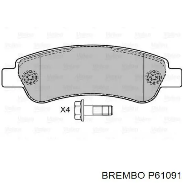 P61091 Brembo Колодки тормозные дисковые комплект