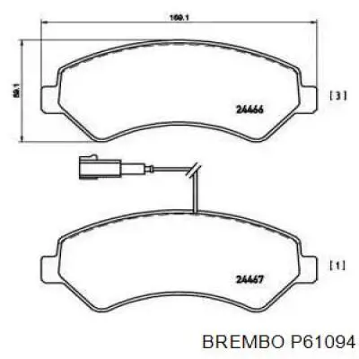 P61094 Brembo колодки тормозные передние дисковые