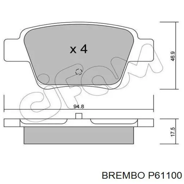 Задние тормозные колодки P61100 Brembo