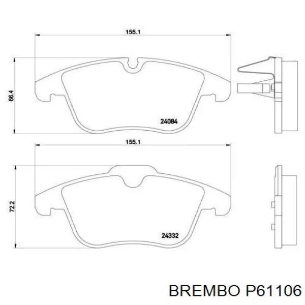 Передние тормозные колодки P61106 Brembo