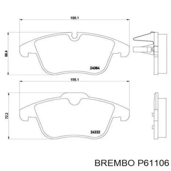 Купить P61106 Brembo Колодки тормозные