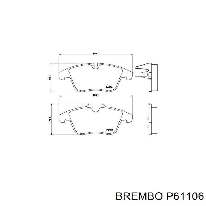 Тормозные колодки Brembo P61106