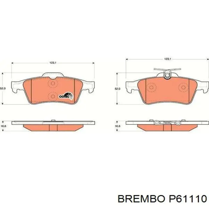 Задние дисковые колодки Brembo P61110