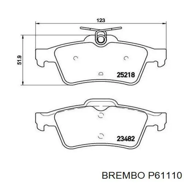 Купить P61110 Brembo Колодки тормозные задние, дисковые