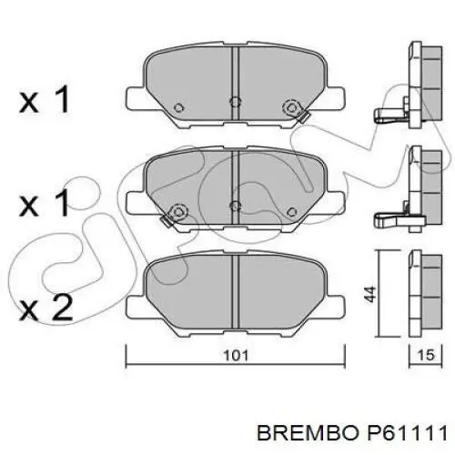 Купить P61111 Brembo Колодки тормозные задние, дисковые