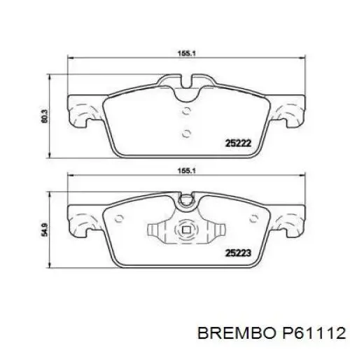 P61112 Brembo колодки тормозные передние дисковые