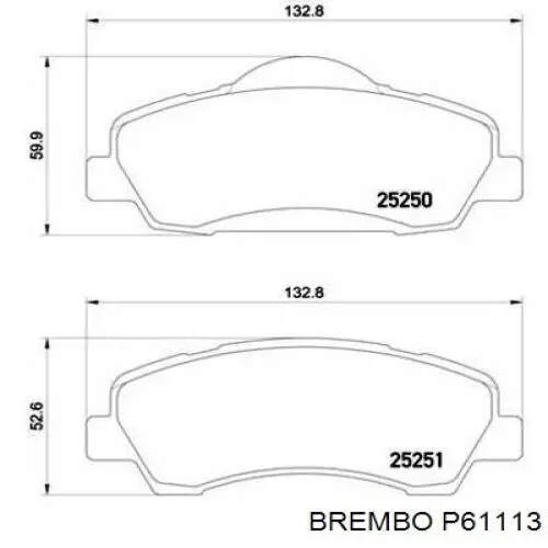 Тормозные колодки Brembo P61113