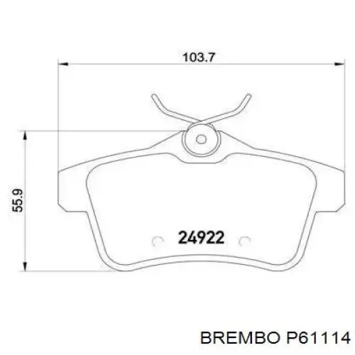 P61114 Brembo Колодки тормозные дисковые комплект