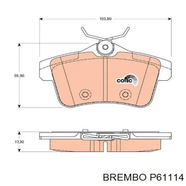 Купить P61114 Brembo Колодки тормозные задние, дисковые