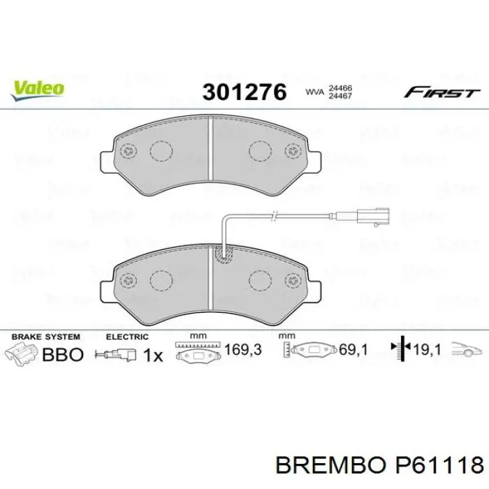 Тормозные колодки Brembo P61118