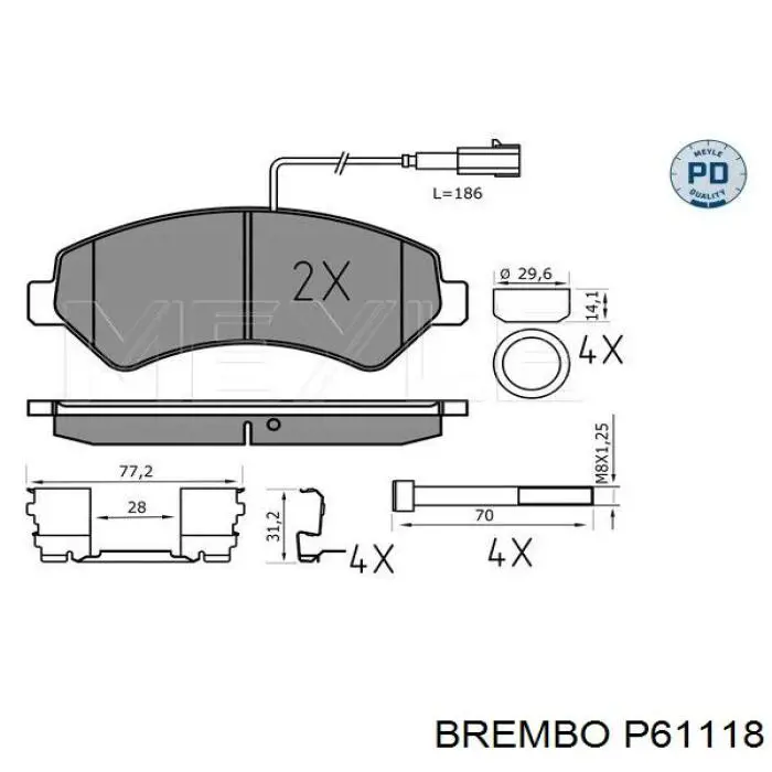 Купить P61118 Brembo Колодки тормозные
