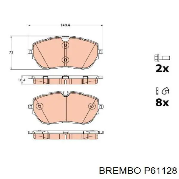 Pastillas de freno delanteras P61128 Brembo