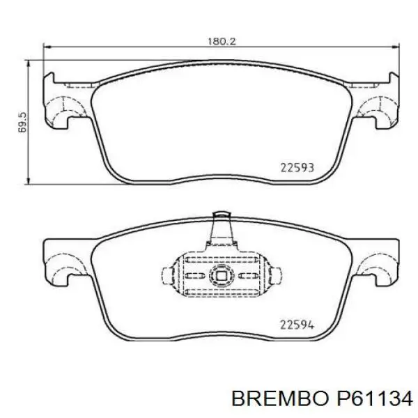 Передние тормозные колодки P61134 Brembo