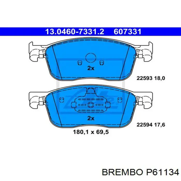 Pastillas de freno delanteras P61134 Brembo