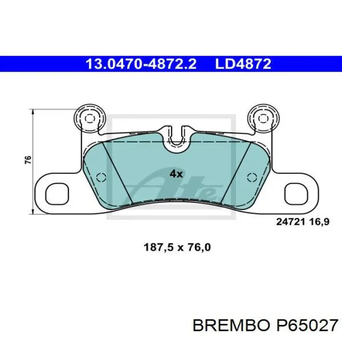 Задние тормозные колодки P65027 Brembo