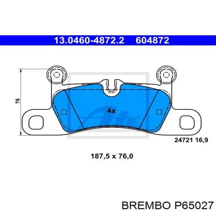 Купить P65027 Brembo Колодки тормозные задние, дисковые