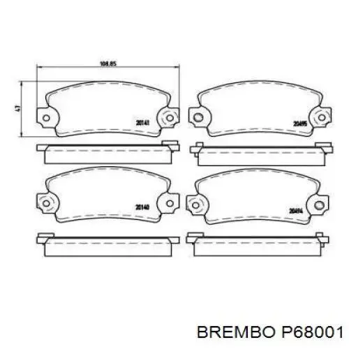 Передние тормозные колодки P68001 Brembo