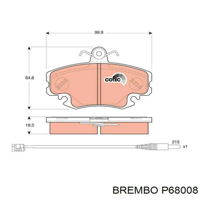 Тормозные колодки Brembo P68008