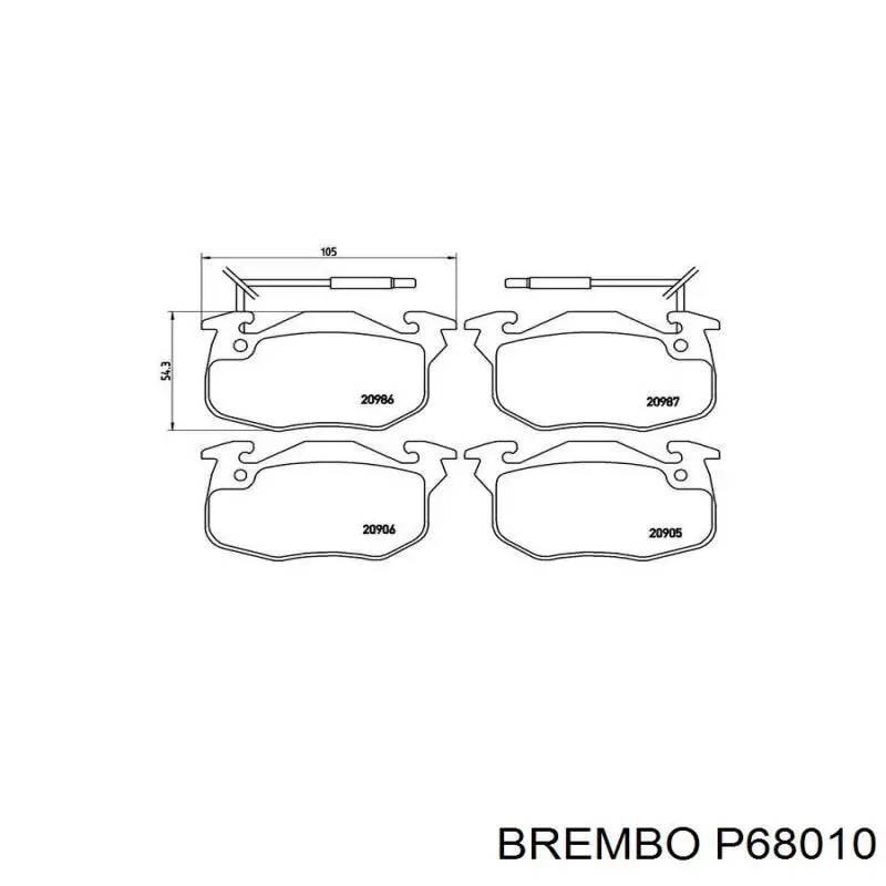 Купить P68010 Brembo Колодки тормозные