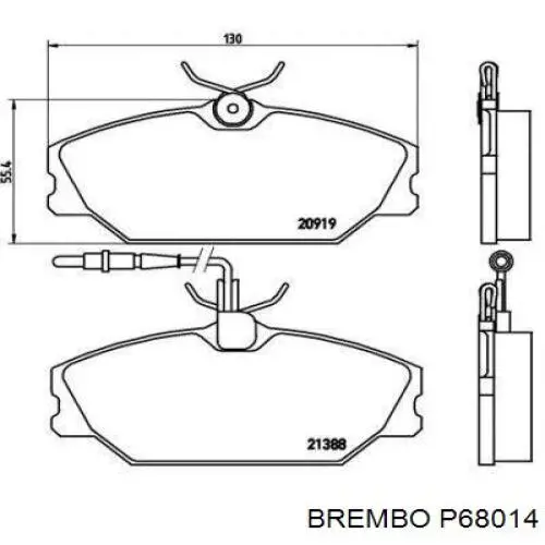 Колодки гальмівні передні, дискові P68014 Brembo
