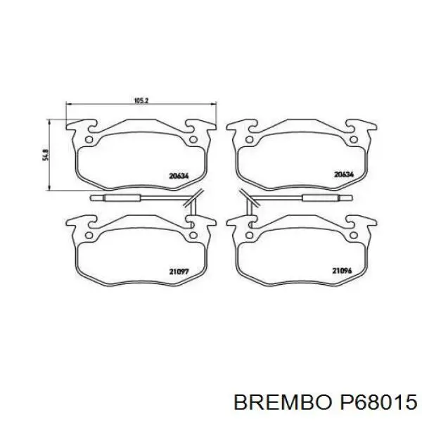 P68015 Brembo колодки тормозные передние дисковые