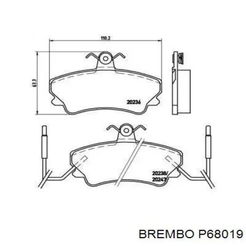 P68019 Brembo передние тормозные колодки