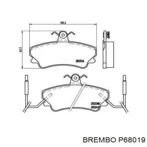 Передние тормозные колодки P68019 Brembo