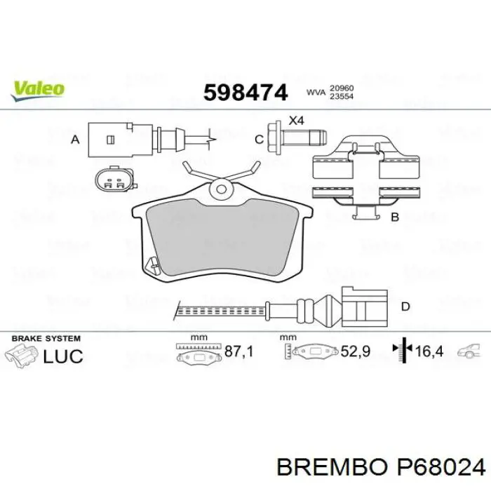 Задние тормозные колодки P68024 Brembo
