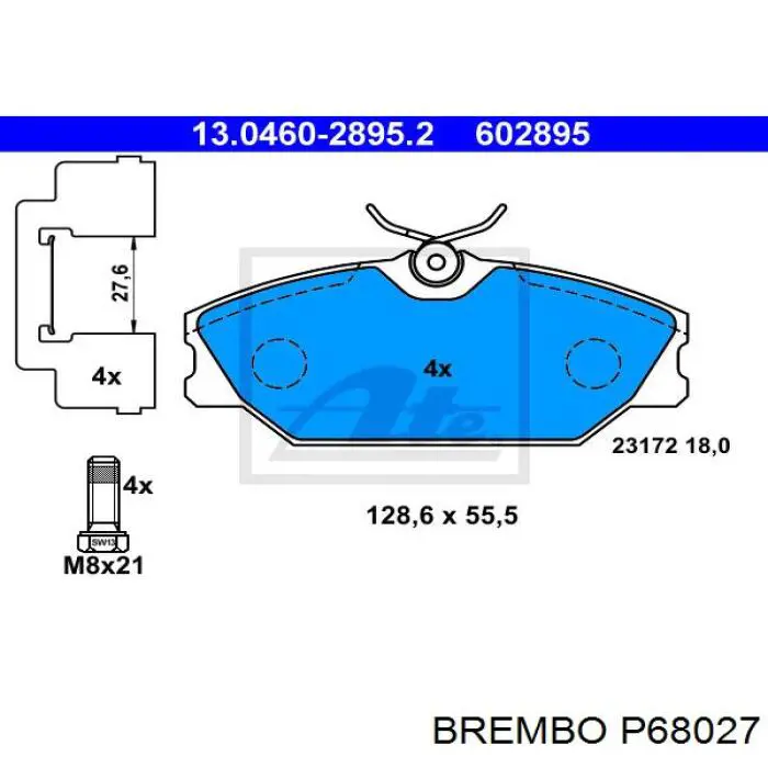 P68027 Brembo Колодки передние