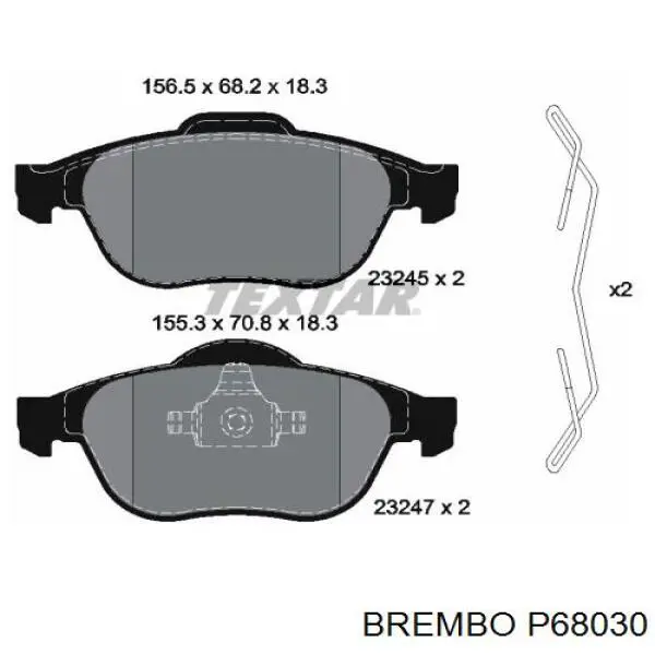 Передние тормозные колодки P68030 Brembo