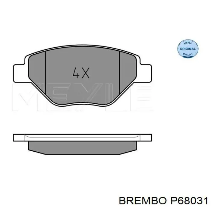 P68031 Brembo колодки тормозные передние дисковые