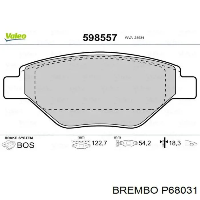 Тормозные колодки Brembo P68031