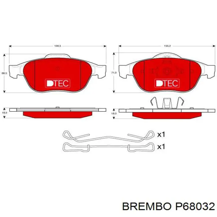 Передние тормозные колодки P68032 Brembo