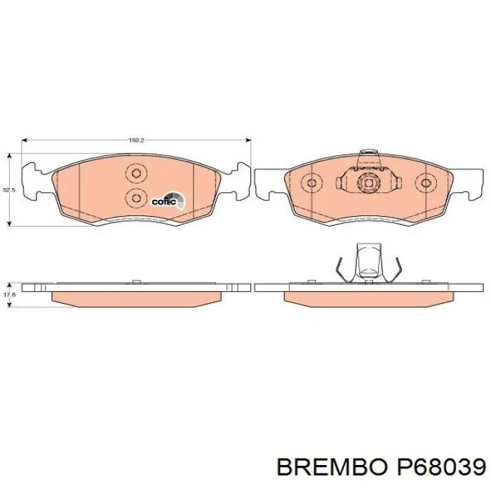 Купить P68039 Brembo Колодки тормозные