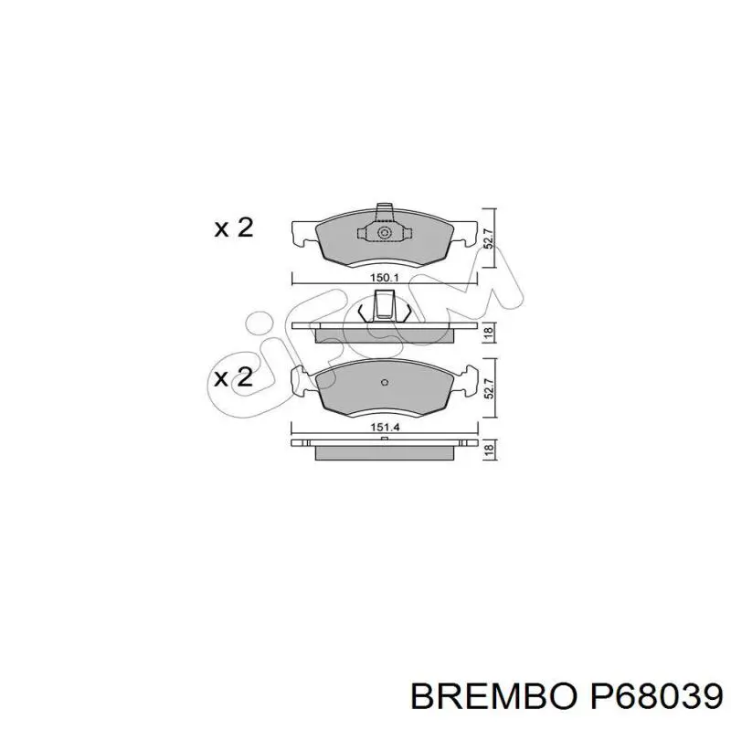 P68039 Brembo Колодки передние