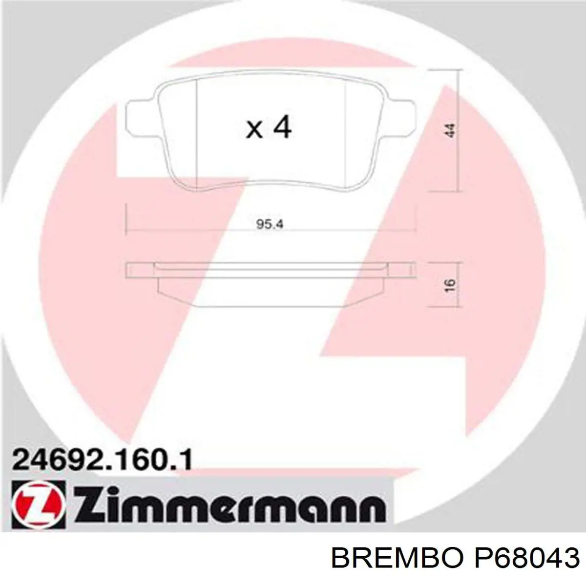 Колодки дисковые  Brembo P68043 цена, от 18.33 USD