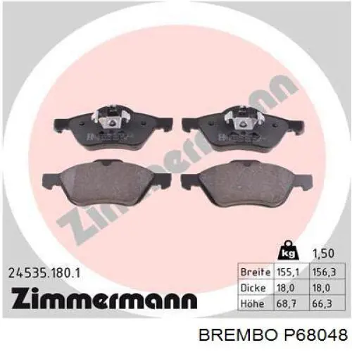Купить P68048 Brembo Колодки тормозные