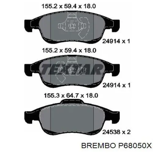 Тормозные колодки Brembo P68050X