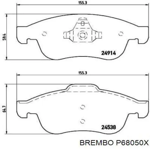 Передние тормозные колодки P68050X Brembo