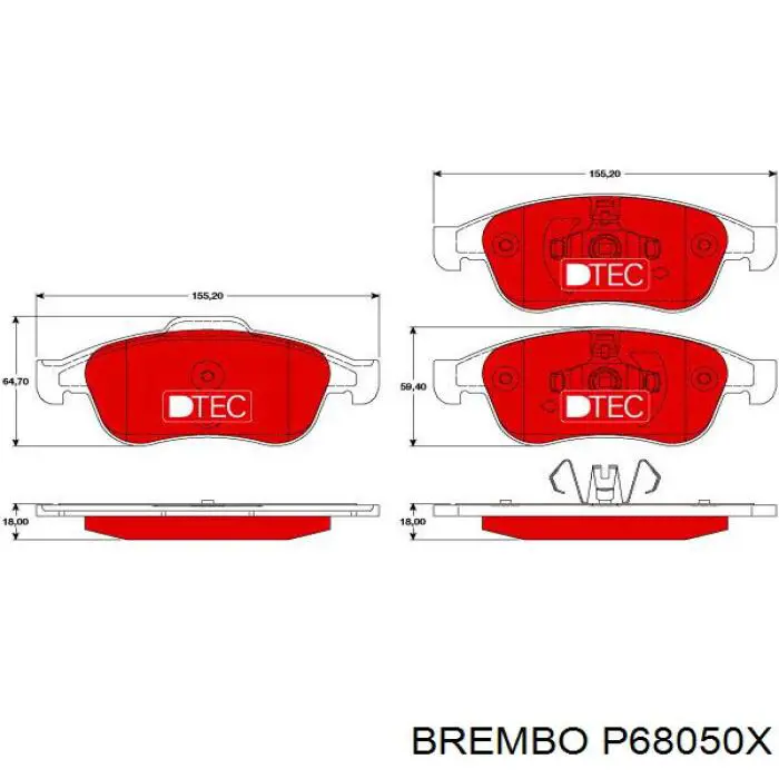 Pastillas de freno delanteras P68050X Brembo