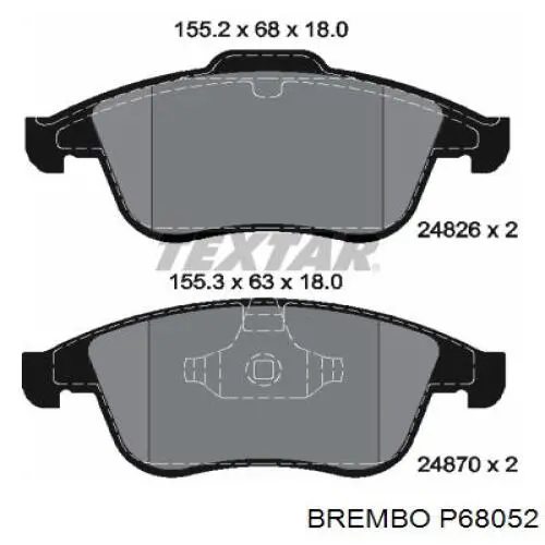 P68052 Brembo Колодки передние