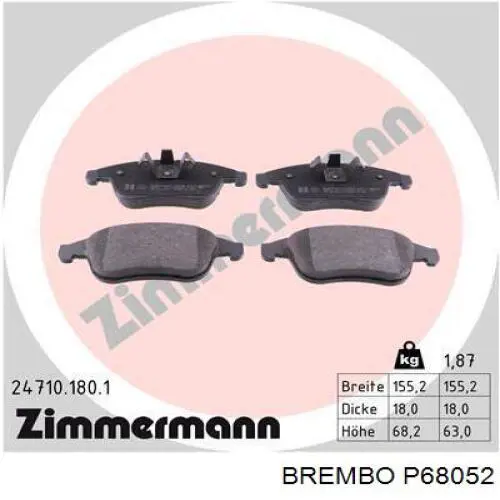 Передние тормозные колодки P68052 Brembo