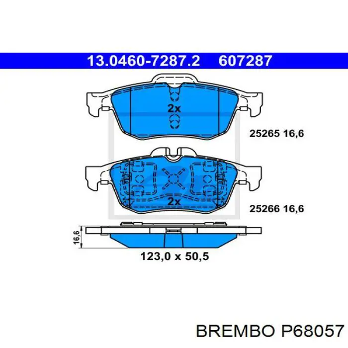 Задние тормозные колодки P68057 Brembo