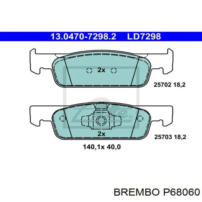 Передние тормозные колодки P68060 Brembo
