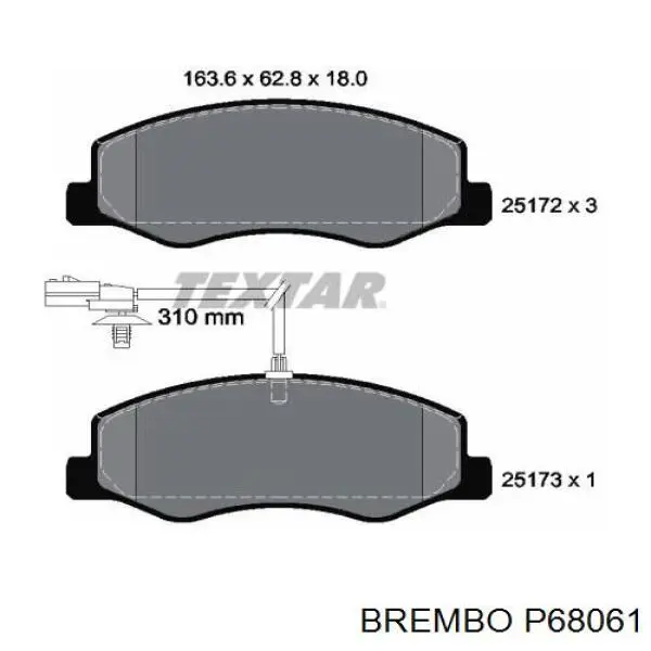 Задние тормозные колодки P68061 Brembo