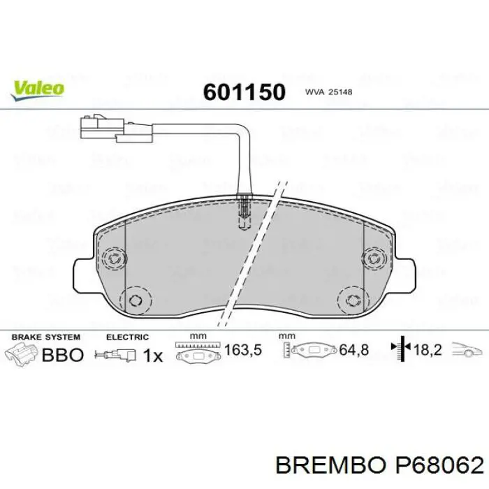 Тормозные колодки Brembo P68062
