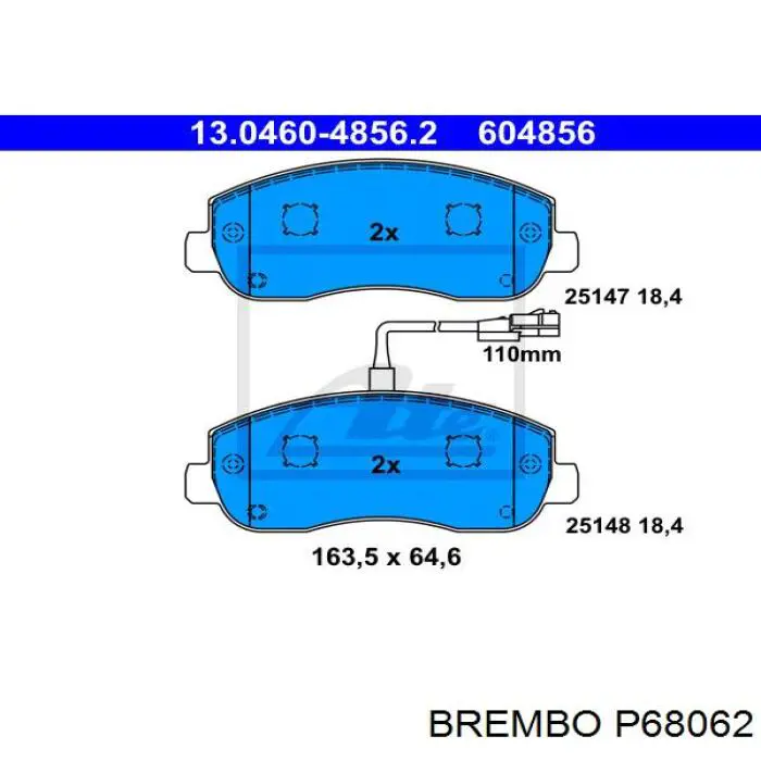 Передние тормозные колодки P68062 Brembo