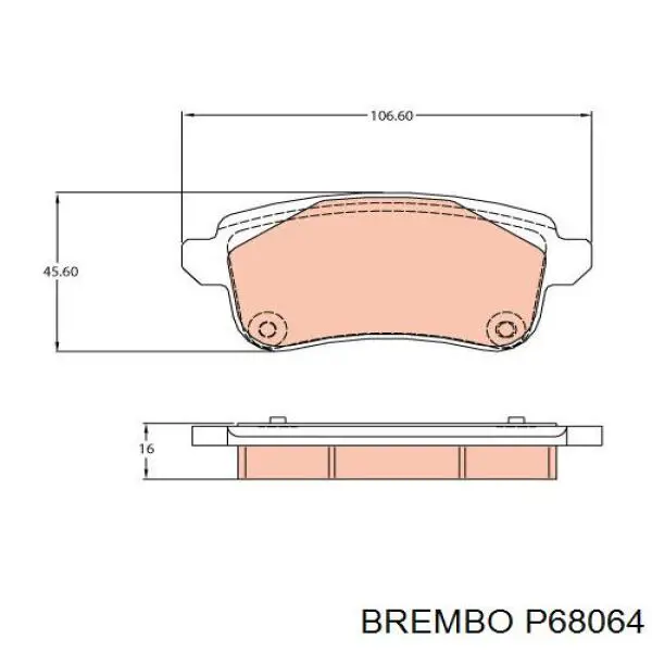 Купить P68064 Brembo Колодки тормозные задние, дисковые